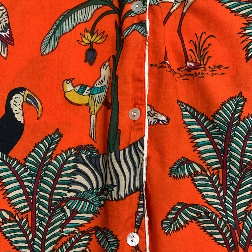 Lilbelle Women’s Kids Orange Pajama Set Medium Animal Print Fun Colorful - Picture 3 of 14